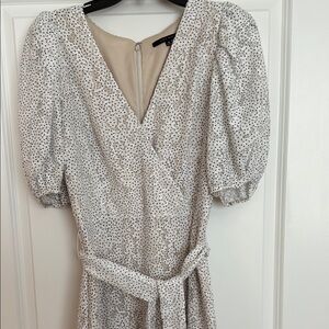 Alex Marie Black & White Puff Sleeve V-Neck Dress - Wedding, Formal, Semi-Formal